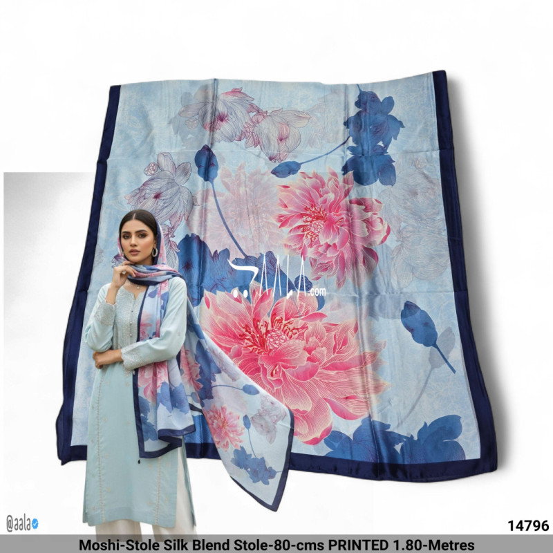 Moshi-Stole Silk Blend Stole-80-cms PRINTED 1.80-Metres