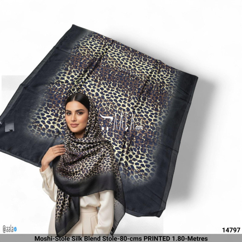 Moshi-Stole Silk Blend Stole-80-cms PRINTED 1.80-Metres