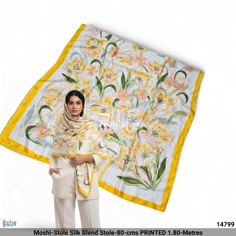 Moshi-Stole Silk Blend Stole-80-cms PRINTED 1.80-Metres