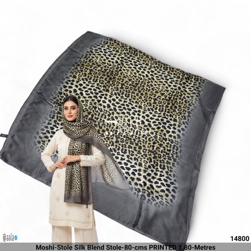 Moshi-Stole Silk Blend Stole-80-cms PRINTED 1.80-Metres