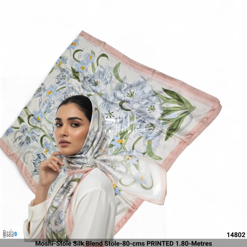 Moshi-Stole Silk Blend Stole-80-cms PRINTED 1.80-Metres