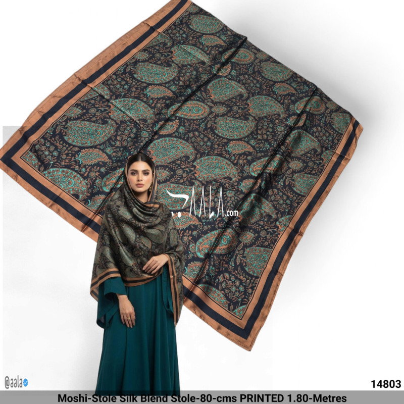 Moshi-Stole Silk Blend Stole-80-cms PRINTED 1.80-Metres