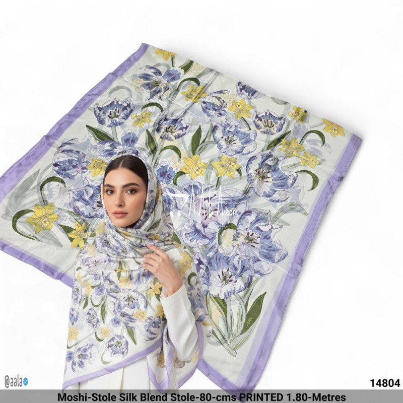 Moshi-Stole Silk Blend Stole-80-cms PRINTED 1.80-Metres