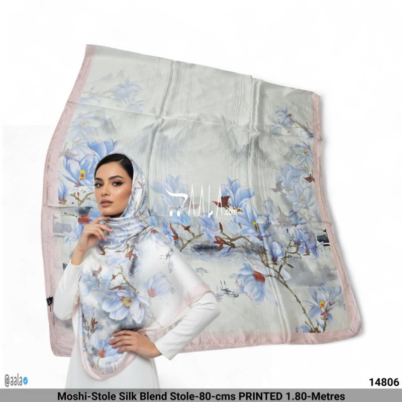 Moshi-Stole Silk Blend Stole-80-cms PRINTED 1.80-Metres