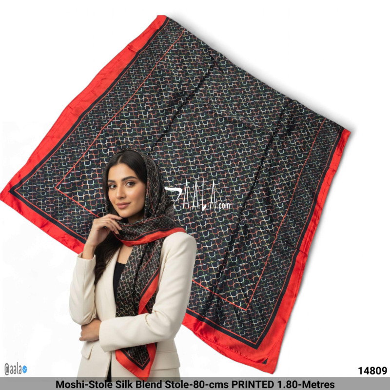 Moshi-Stole Silk Blend Stole-80-cms PRINTED 1.80-Metres
