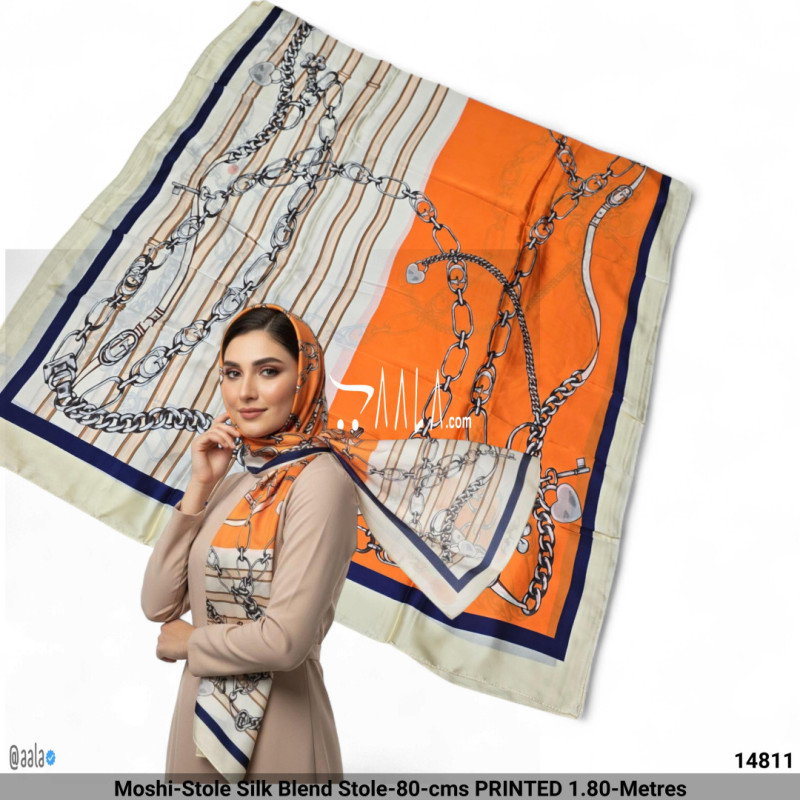 Moshi-Stole Silk Blend Stole-80-cms PRINTED 1.80-Metres