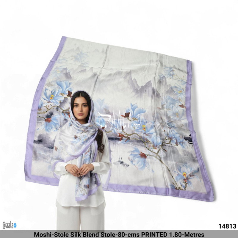 Moshi-Stole Silk Blend Stole-80-cms PRINTED 1.80-Metres