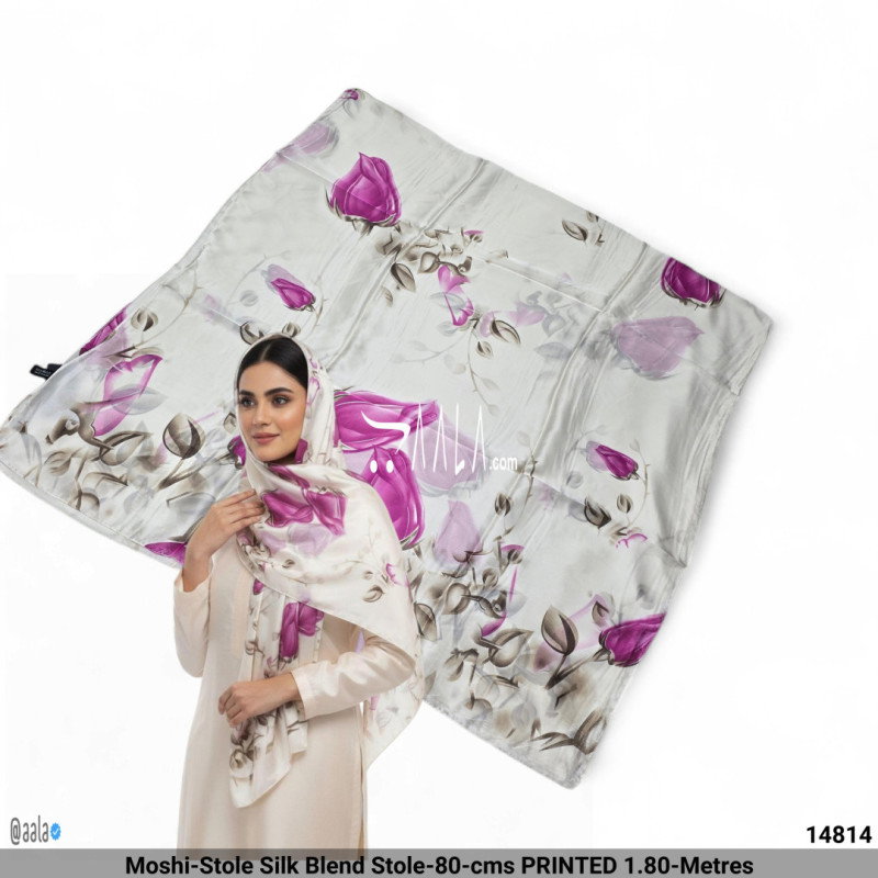 Moshi-Stole Silk Blend Stole-80-cms PRINTED 1.80-Metres