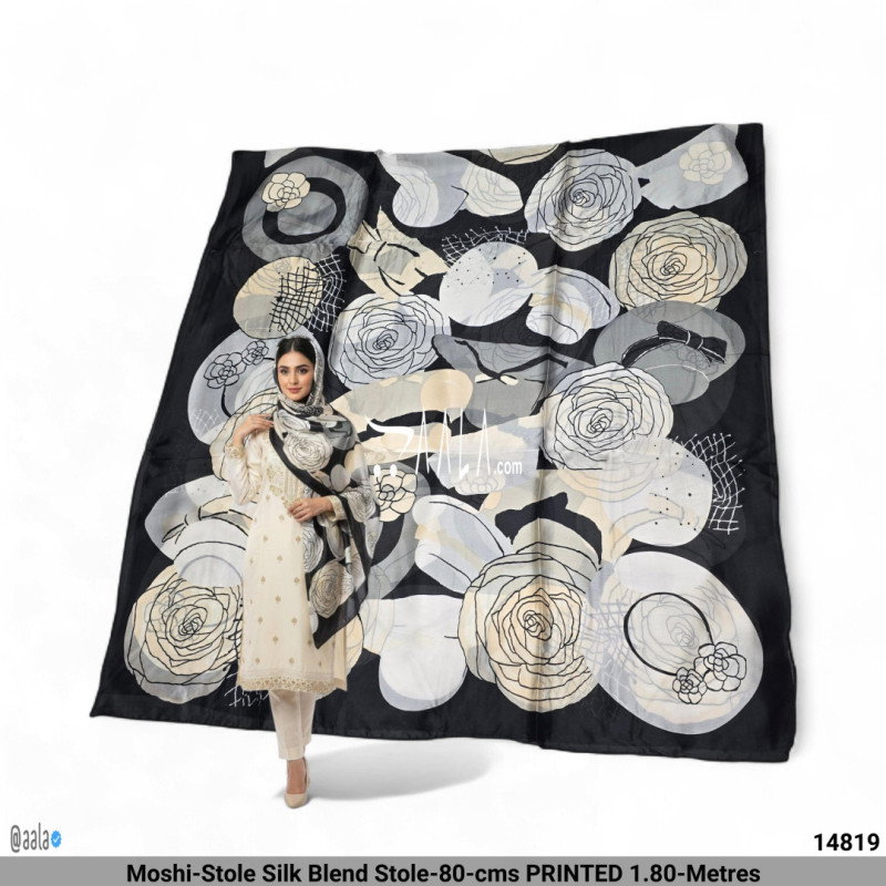 Moshi-Stole Silk Blend Stole-80-cms PRINTED 1.80-Metres