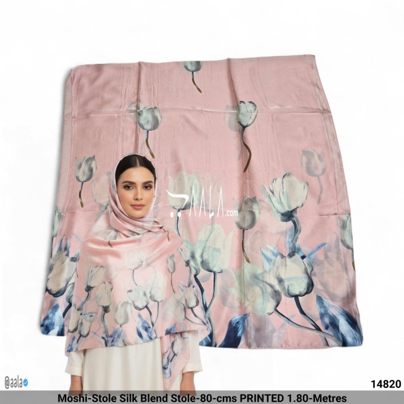 Moshi-Stole Silk Blend Stole-80-cms PRINTED 1.80-Metres