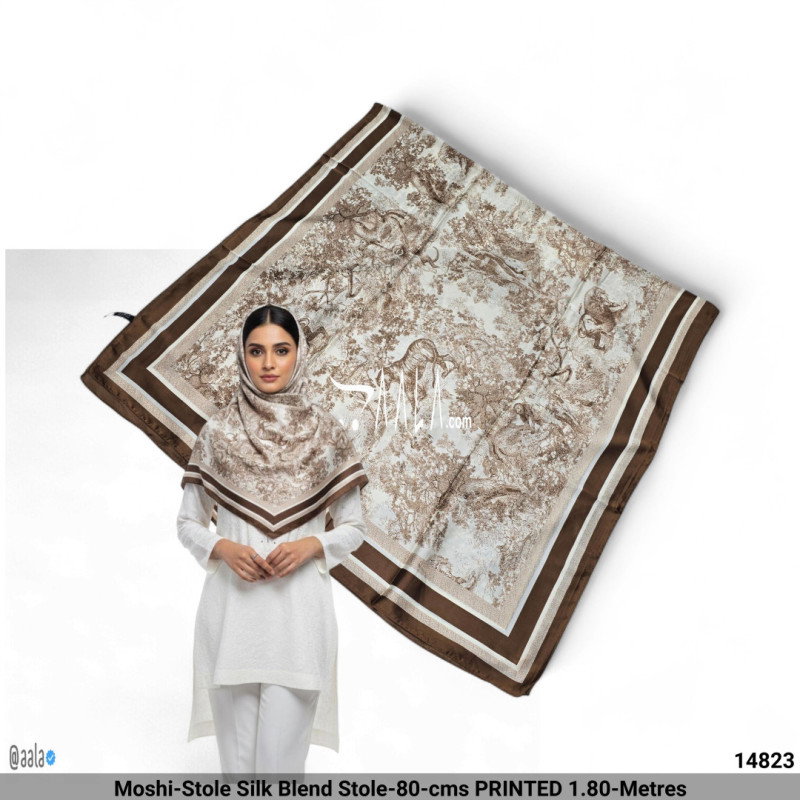 Moshi-Stole Silk Blend Stole-80-cms PRINTED 1.80-Metres