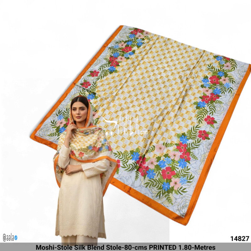 Moshi-Stole Silk Blend Stole-80-cms PRINTED 1.80-Metres