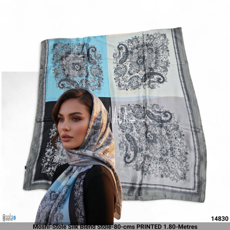 Moshi-Stole Silk Blend Stole-80-cms PRINTED 1.80-Metres