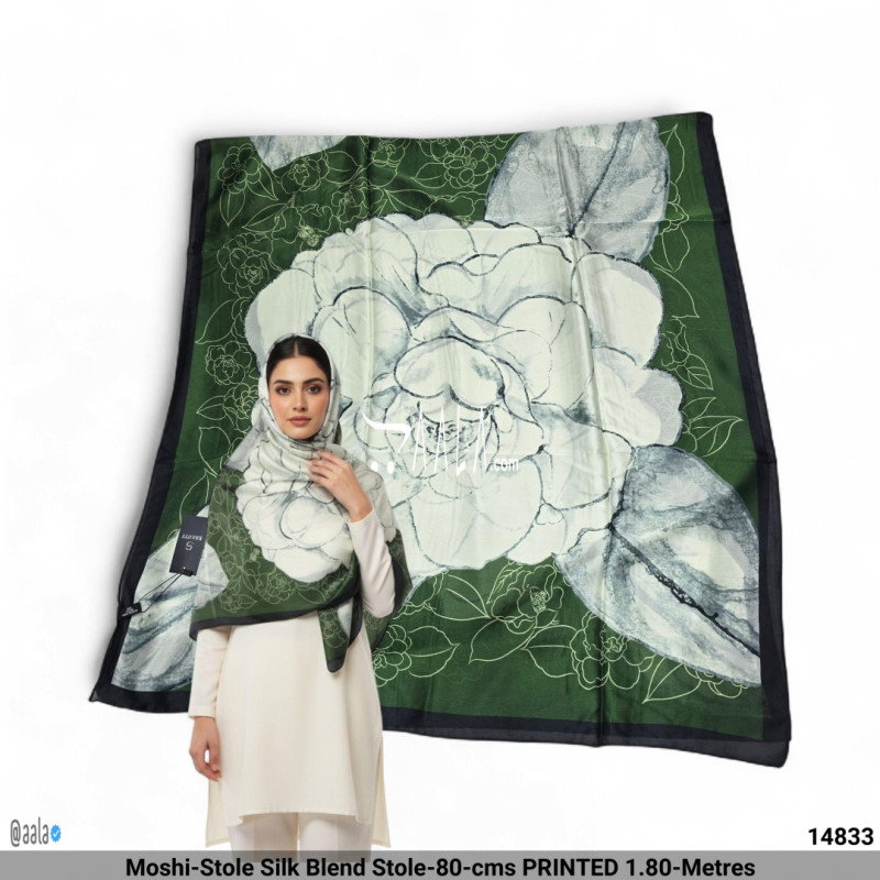 Moshi-Stole Silk Blend Stole-80-cms PRINTED 1.80-Metres