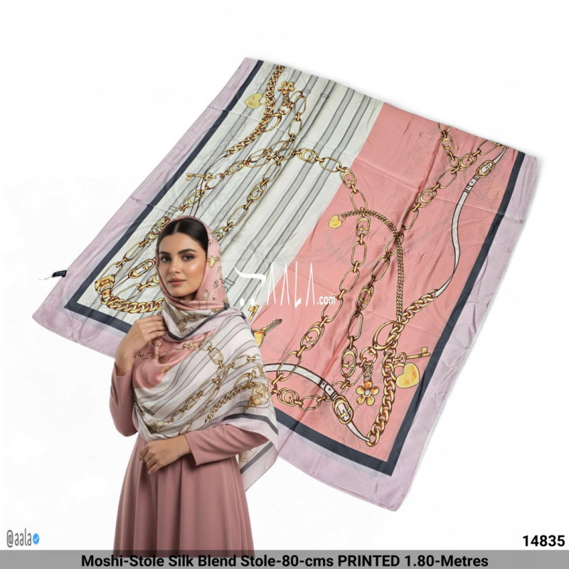 Moshi-Stole Silk Blend Stole-80-cms PRINTED 1.80-Metres