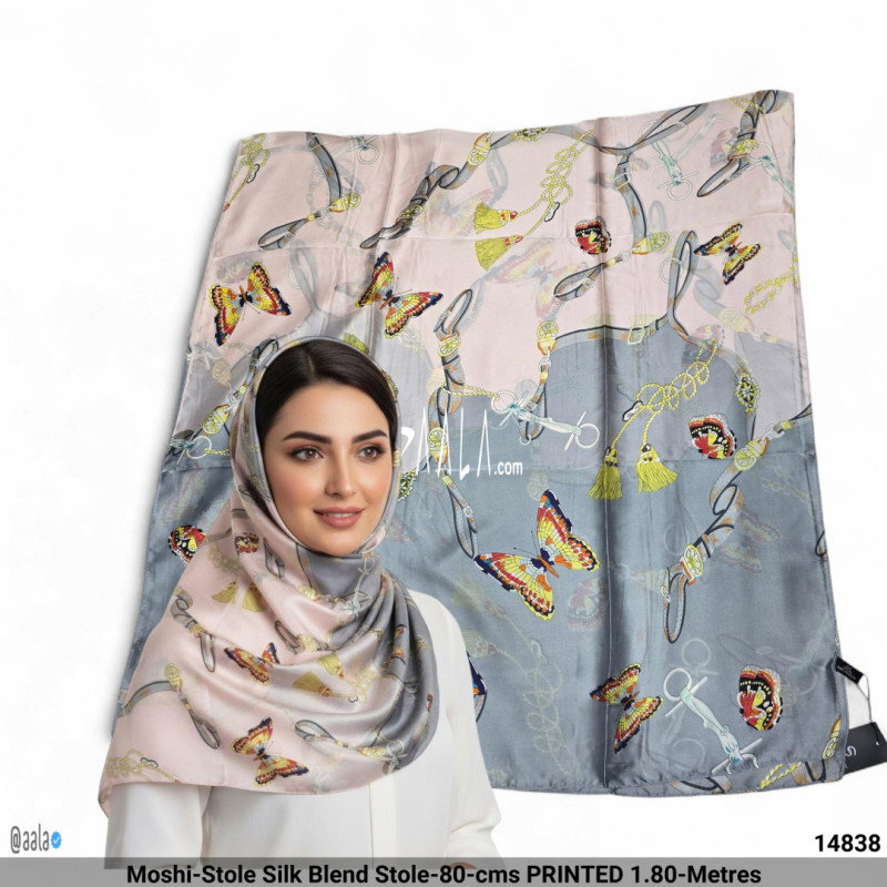 Moshi-Stole Silk Blend Stole-80-cms PRINTED 1.80-Metres