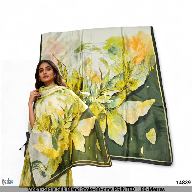 Moshi-Stole Silk Blend Stole-80-cms PRINTED 1.80-Metres