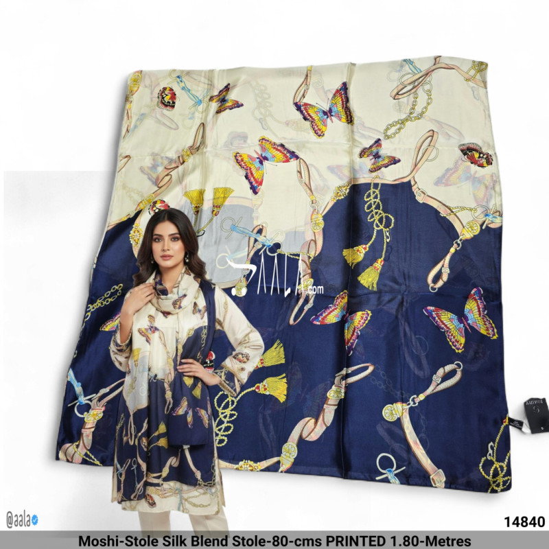 Moshi-Stole Silk Blend Stole-80-cms PRINTED 1.80-Metres