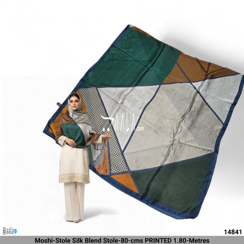 Moshi-Stole Silk Blend Stole-80-cms PRINTED 1.80-Metres