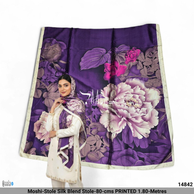 Moshi-Stole Silk Blend Stole-80-cms PRINTED 1.80-Metres