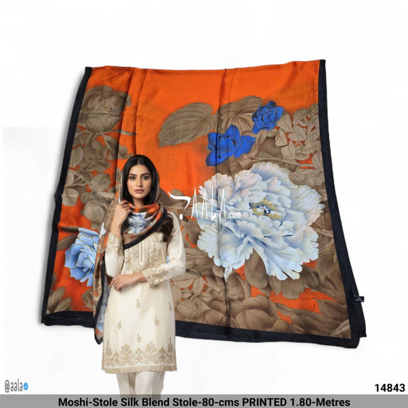 Moshi-Stole Silk Blend Stole-80-cms PRINTED 1.80-Metres