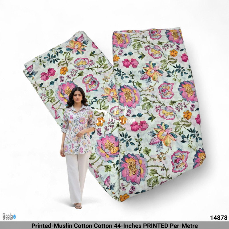 Printed-Muslin Cotton Cotton 44-Inches PRINTED Per-Metre
