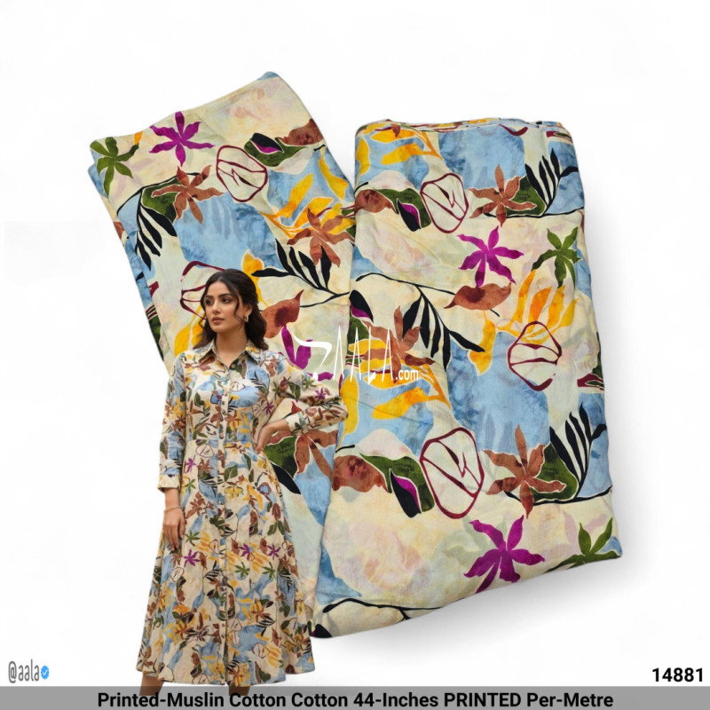 Printed-Muslin Cotton Cotton 44-Inches PRINTED Per-Metre