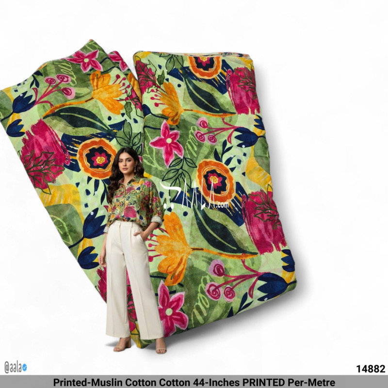 Printed-Muslin Cotton Cotton 44-Inches PRINTED Per-Metre