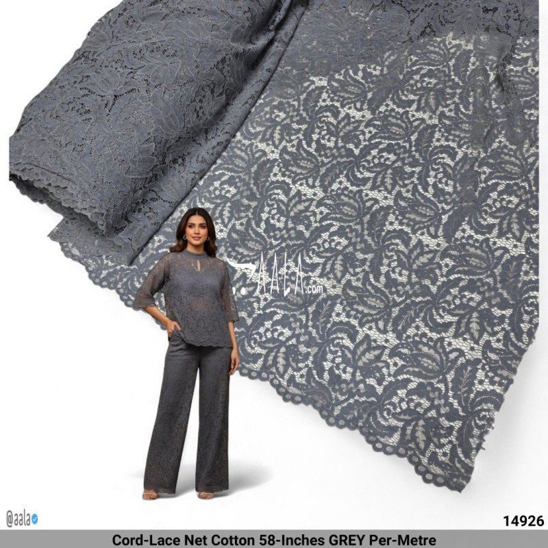 Cord-Lace Net Cotton 58-Inches GREY Per-Metre