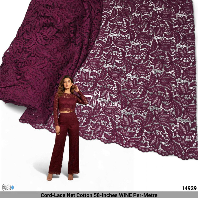 Cord-Lace Net Cotton 58-Inches WINE Per-Metre