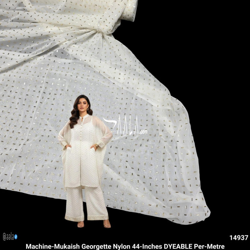 Machine-Mukaish Georgette Nylon 44-Inches DYEABLE Per-Metre