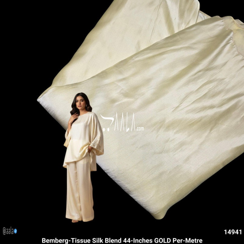 Bemberg-Tissue Silk Blend 44-Inches GOLD Per-Metre