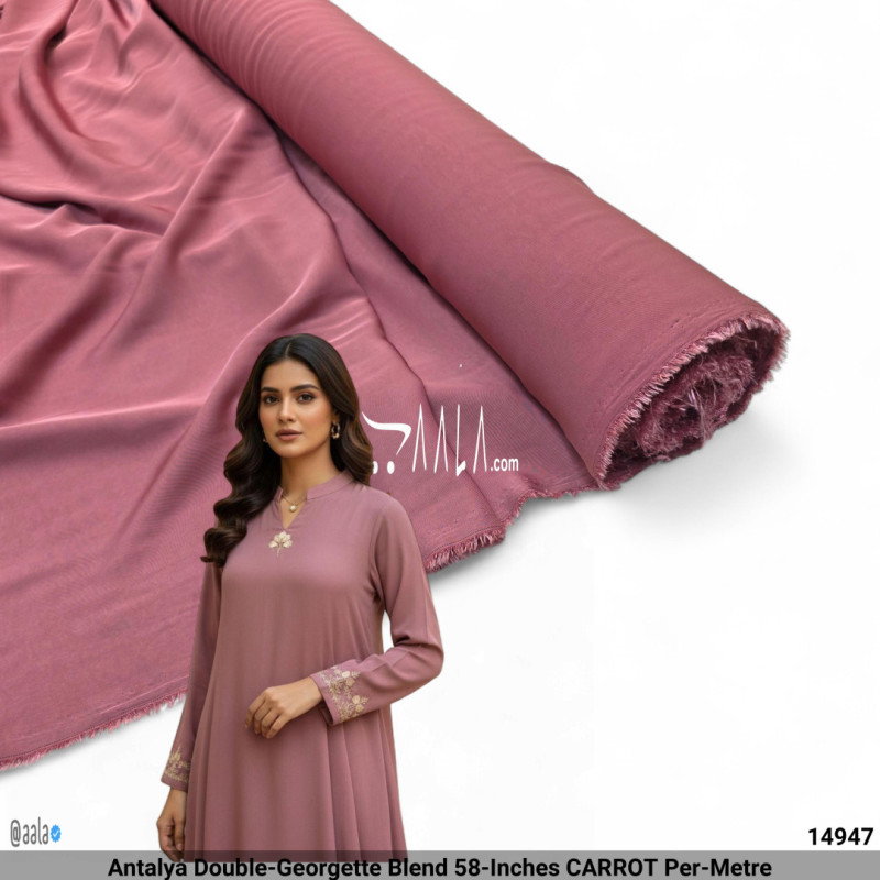 Antalya Double-Georgette Blend 58-Inches CARROT Per-Metre
