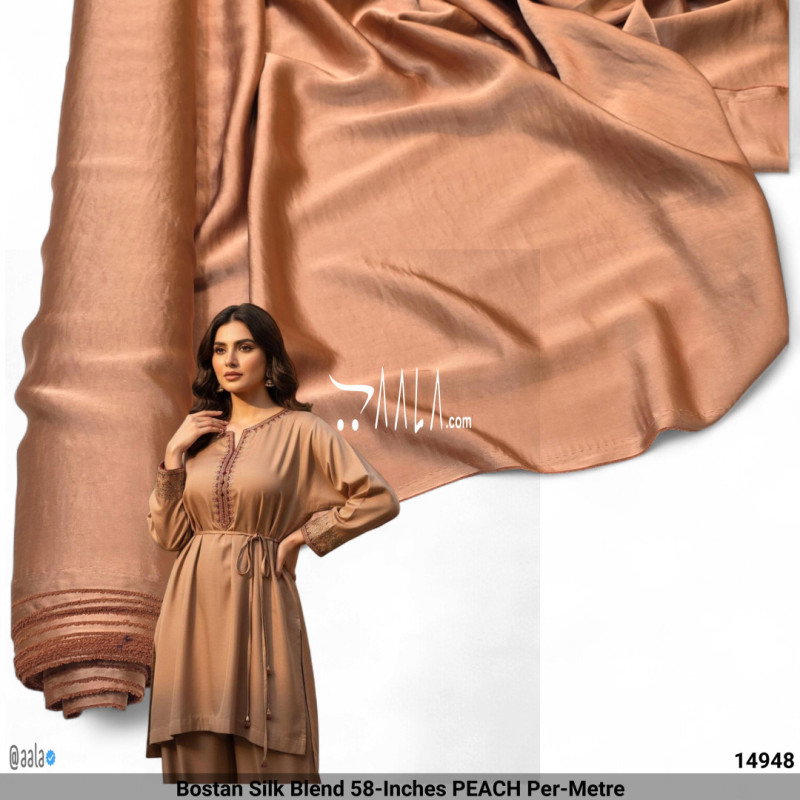 Bostan Silk Blend 58-Inches PEACH Per-Metre