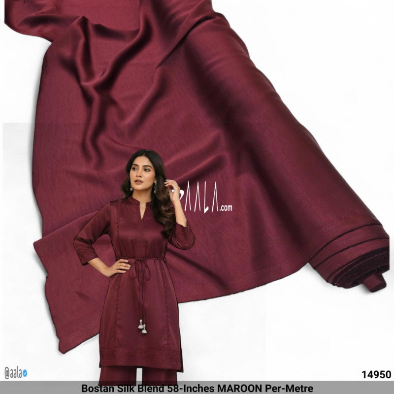 Bostan Silk Blend 58-Inches MAROON Per-Metre