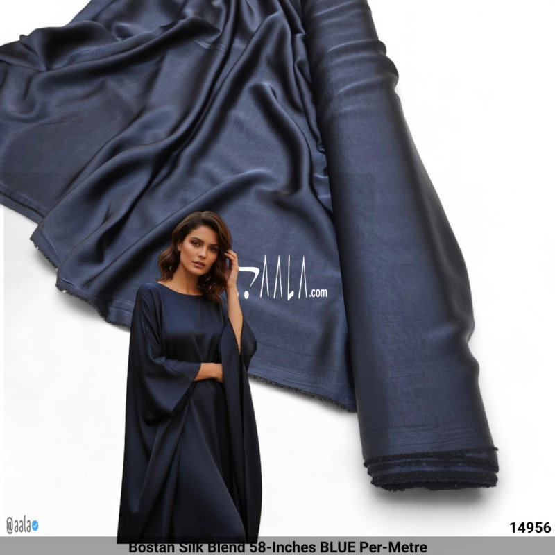 Bostan Silk Blend 58-Inches BLUE Per-Metre