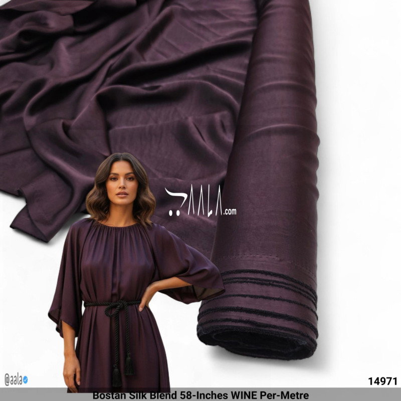 Bostan Silk Blend 58-Inches WINE Per-Metre