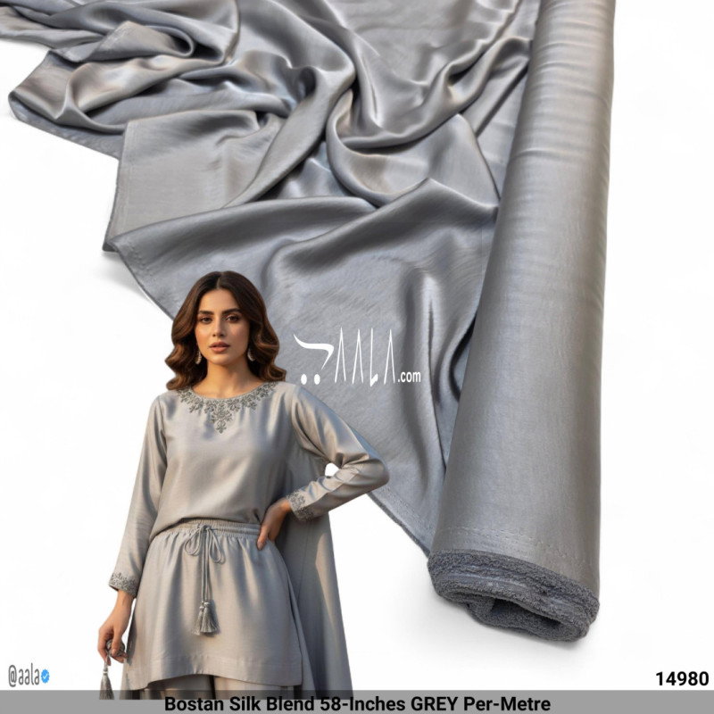 Bostan Silk Blend 58-Inches GREY Per-Metre
