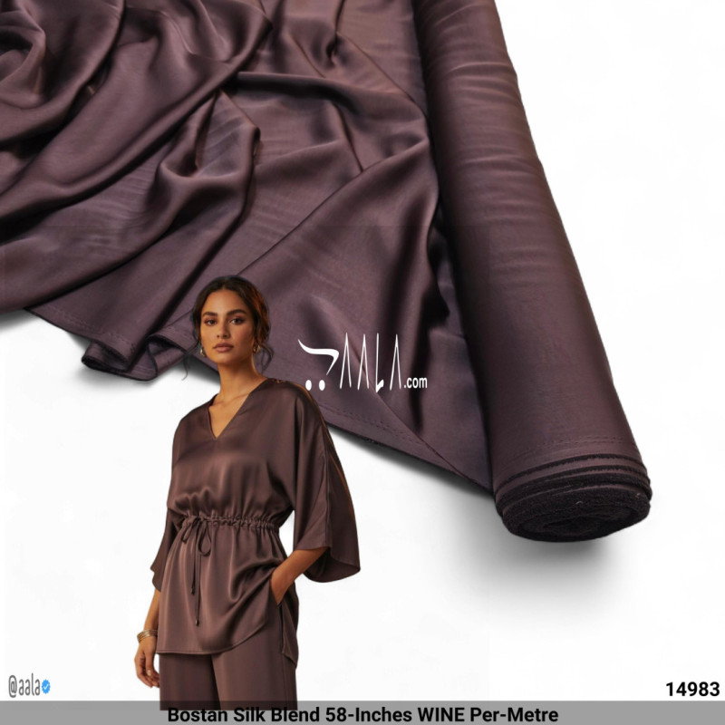 Bostan Silk Blend 58-Inches WINE Per-Metre