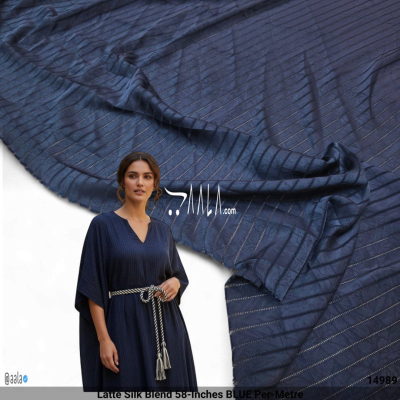 Latte Silk Blend 58-Inches BLUE Per-Metre