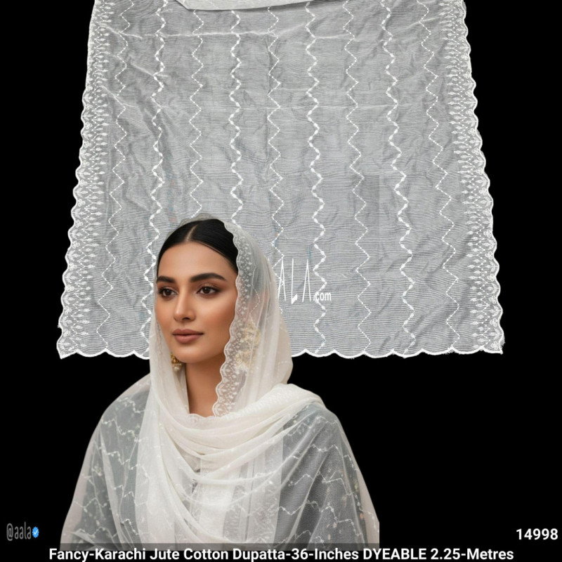 Fancy-Karachi Jute Cotton Dupatta-36-Inches DYEABLE 2.25-Metres