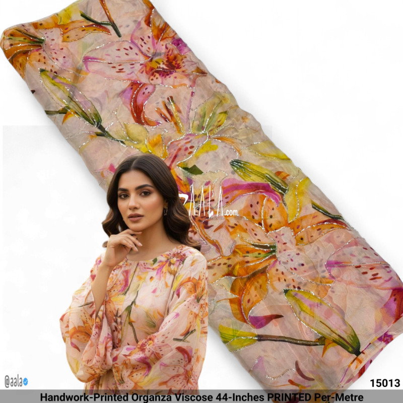 Handwork-Printed Organza Viscose 44-Inches PRINTED Per-Metre