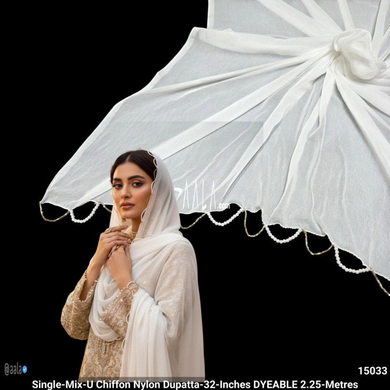 Single-Mix-U Chiffon Nylon Dupatta-32-Inches DYEABLE 2.25-Metres