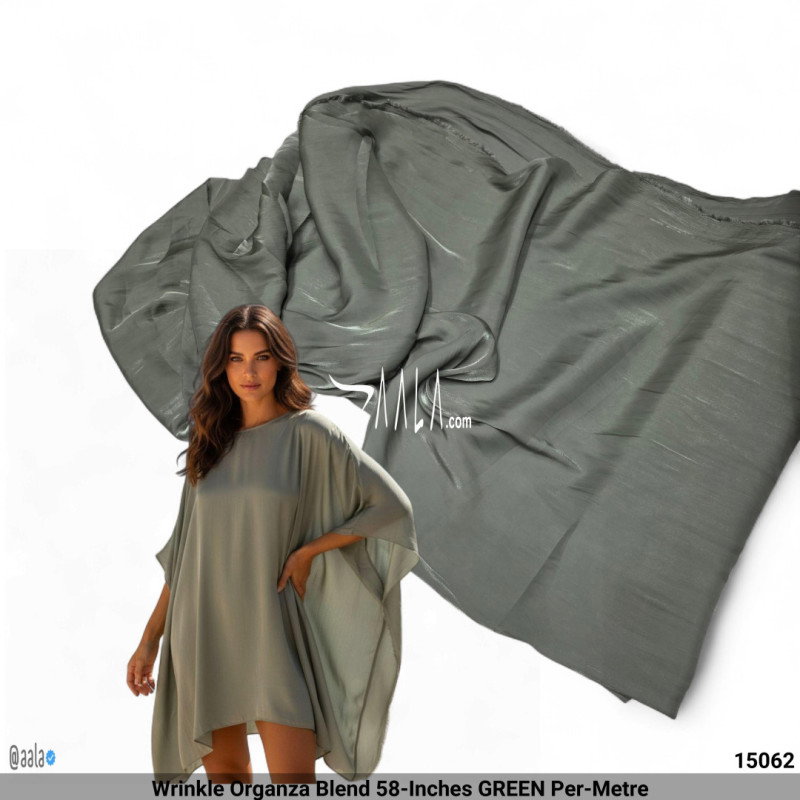 Wrinkle Organza Blend 58-Inches GREEN Per-Metre