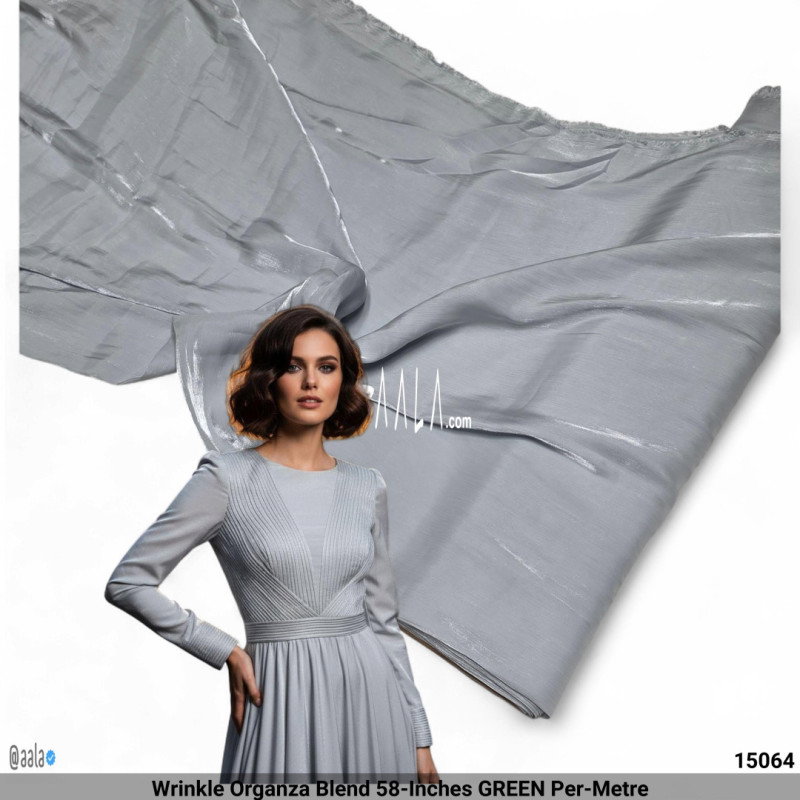 Wrinkle Organza Blend 58-Inches GREEN Per-Metre