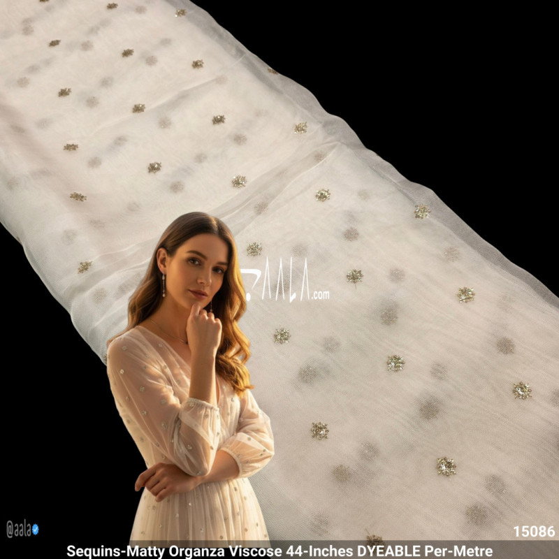 Sequins-Matty Organza Viscose 44-Inches DYEABLE Per-Metre