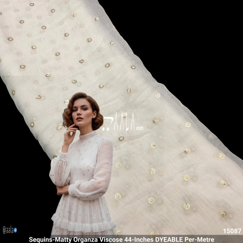 Sequins-Matty Organza Viscose 44-Inches DYEABLE Per-Metre