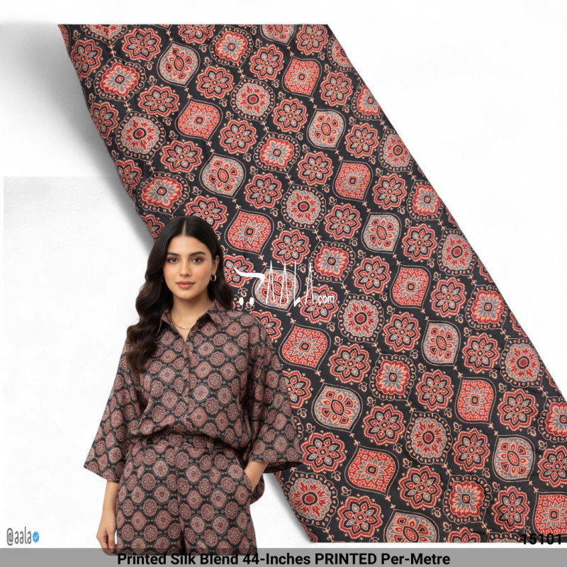 Printed Silk Blend 44-Inches PRINTED Per-Metre