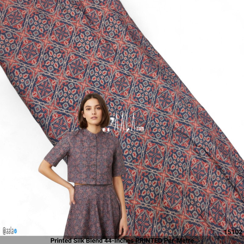 Printed Silk Blend 44-Inches PRINTED Per-Metre