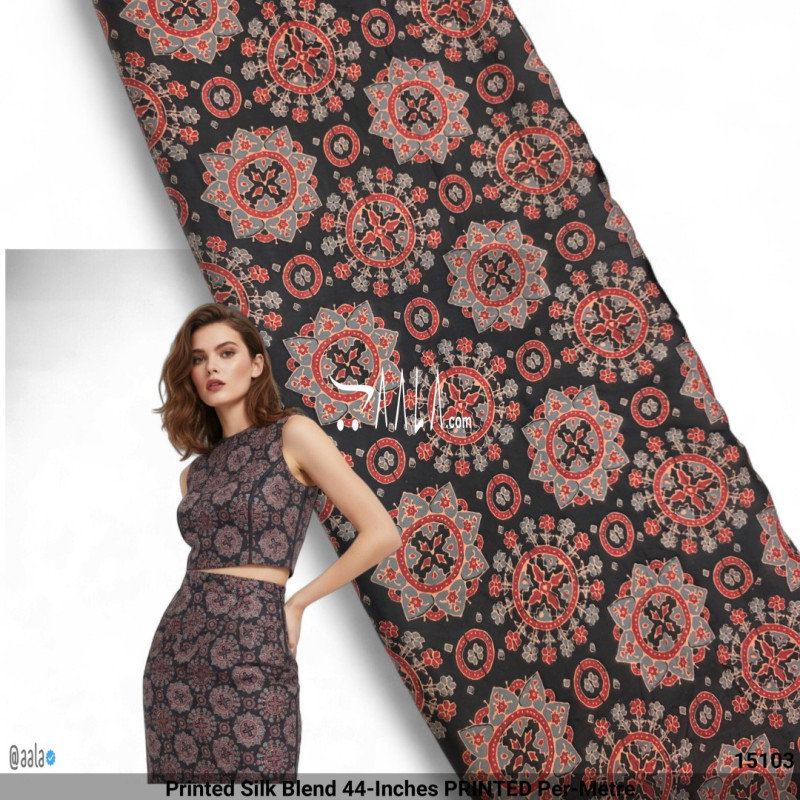 Printed Silk Blend 44-Inches PRINTED Per-Metre